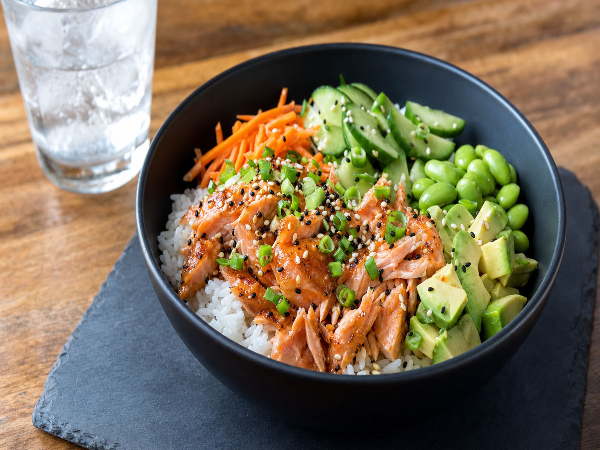 Miso-ginger salmon recovery rice bowl